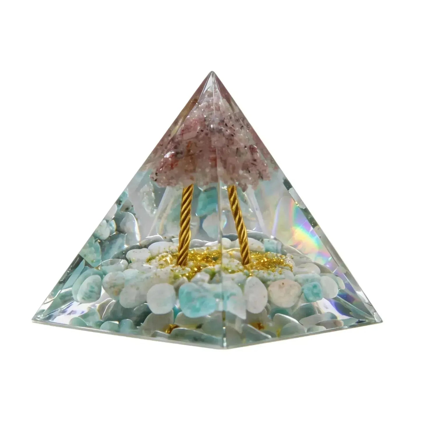 CHIGROVE Natural Rose Quartz & Amazonite Orgone Pyramid | Healing Crystal for Calm & Spiritual Balance - ChiGrove