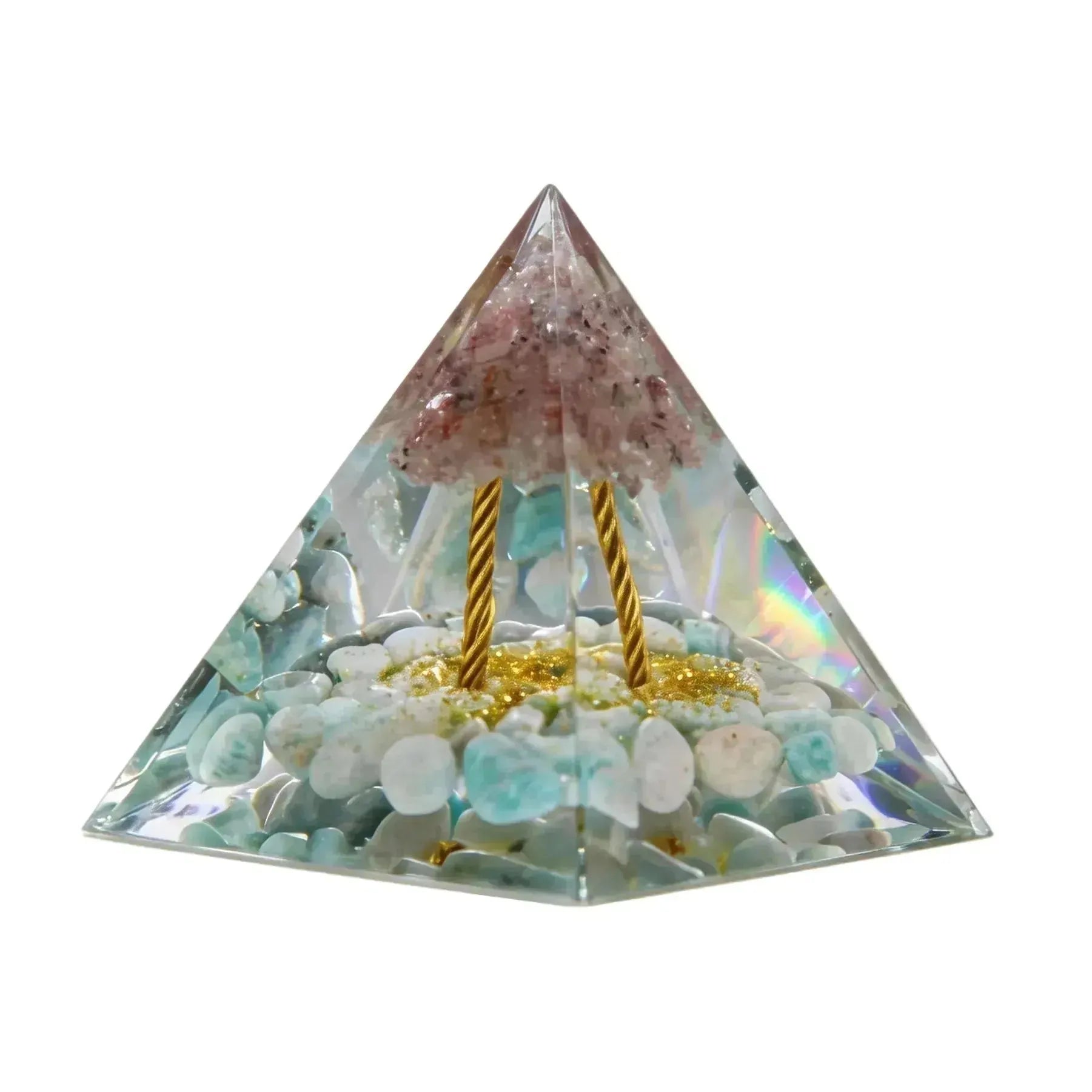 CHIGROVE Natural Rose Quartz & Amazonite Orgone Pyramid | Healing Crystal for Calm & Spiritual Balance - ChiGrove