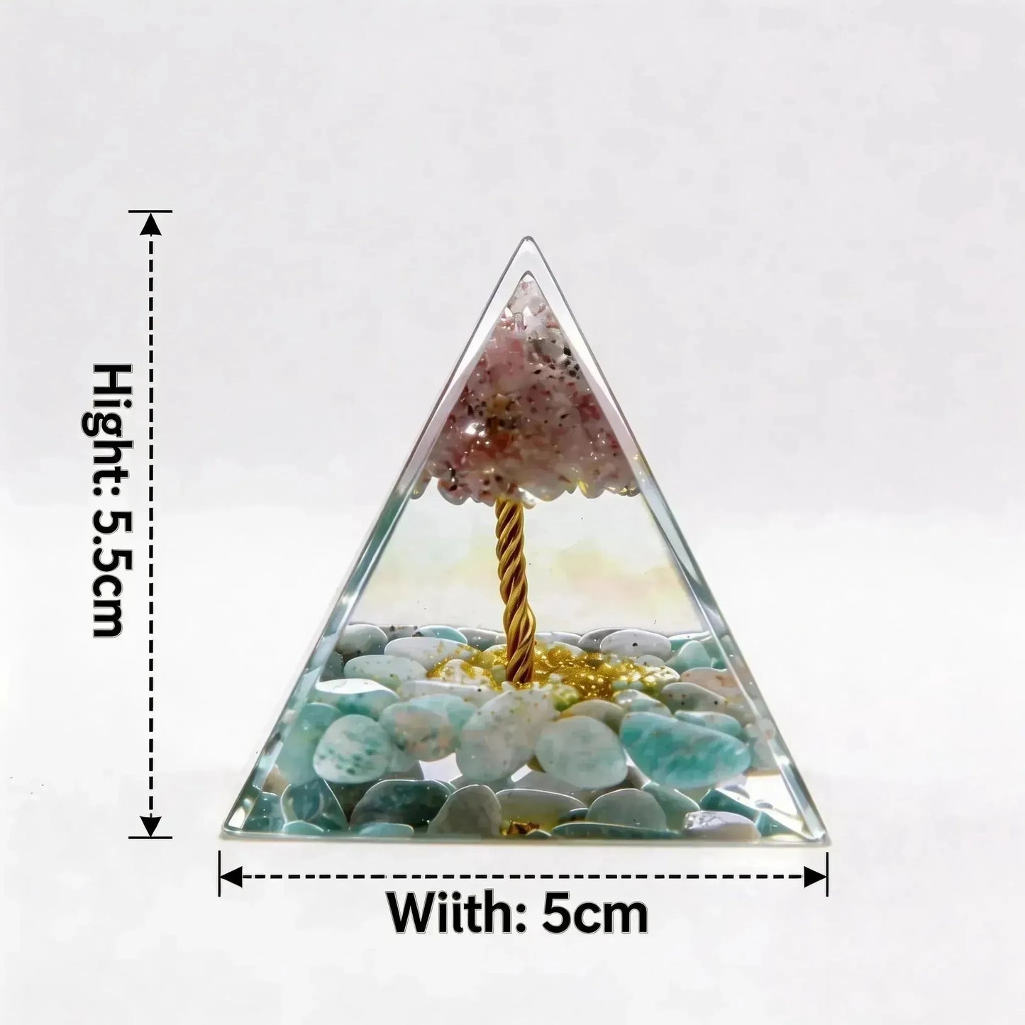 CHIGROVE Natural Rose Quartz & Amazonite Orgone Pyramid | Healing Crystal for Calm & Spiritual Balance - ChiGrove