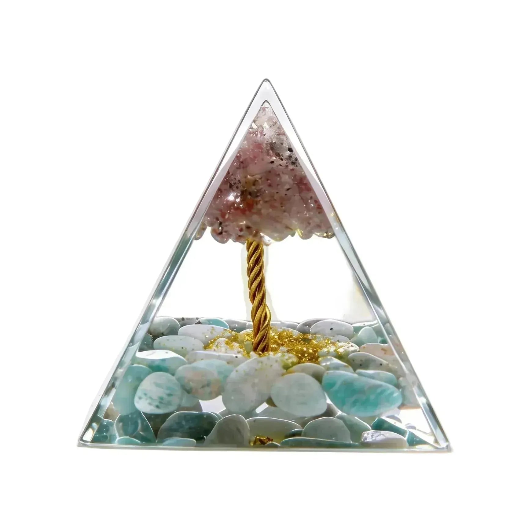CHIGROVE Natural Rose Quartz & Amazonite Orgone Pyramid | Healing Crystal for Calm & Spiritual Balance - ChiGrove