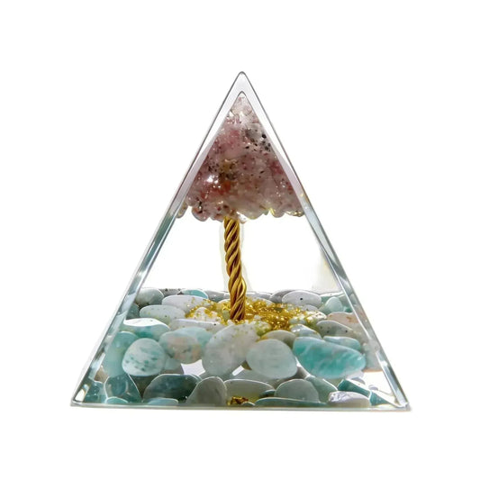CHIGROVE Natural Rose Quartz & Amazonite Orgone Pyramid | Healing Crystal for Calm & Spiritual Balance - ChiGrove