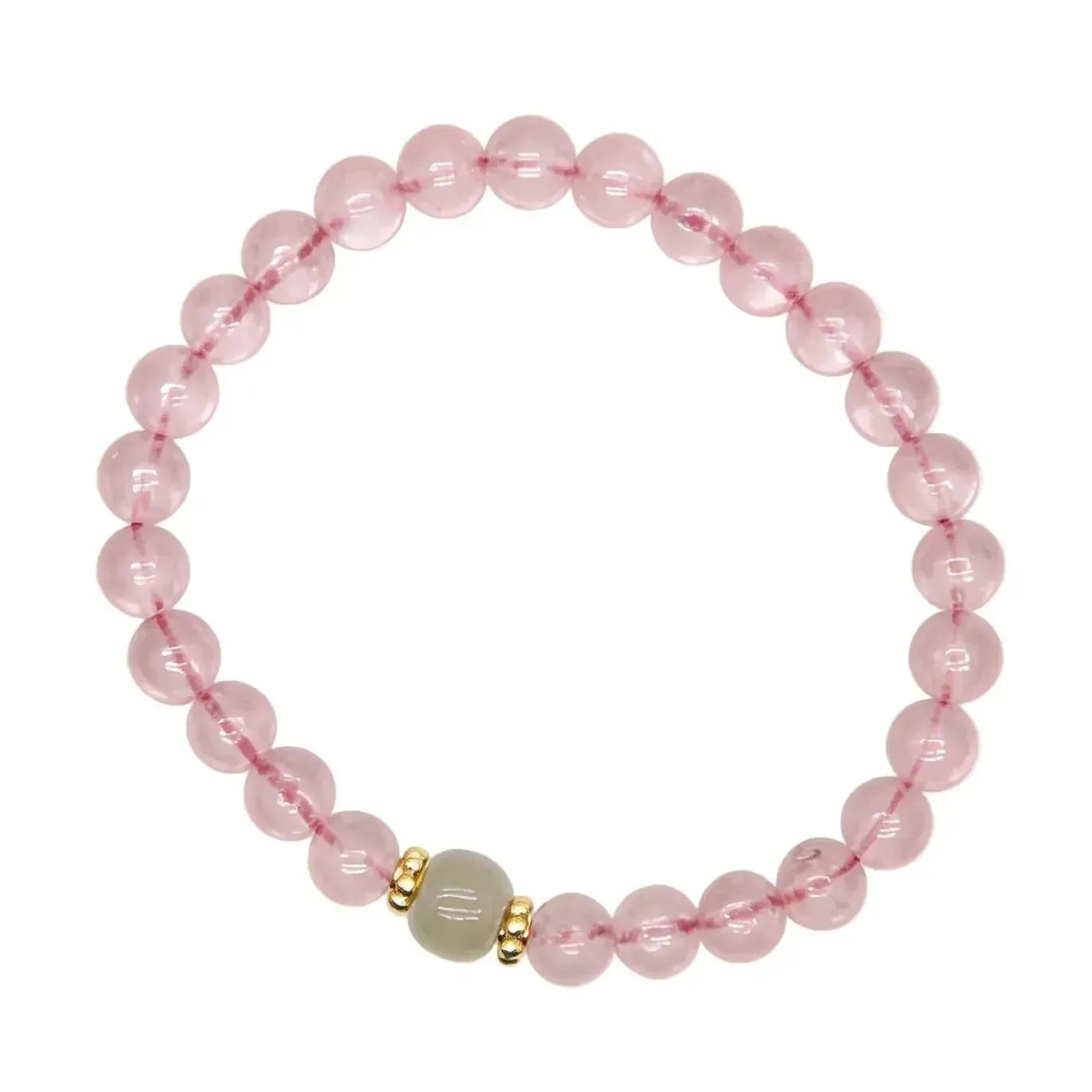 CHIGROVE Natural Rose Quartz Crystal Bracelet with Jade Accent | Healing Crystal Jewelry for Love & Daily Wear - ChiGrove