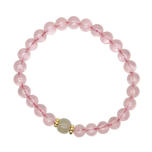 CHIGROVE Natural Rose Quartz Crystal Bracelet with Jade Accent | Healing Crystal Jewelry for Love & Daily Wear - ChiGrove