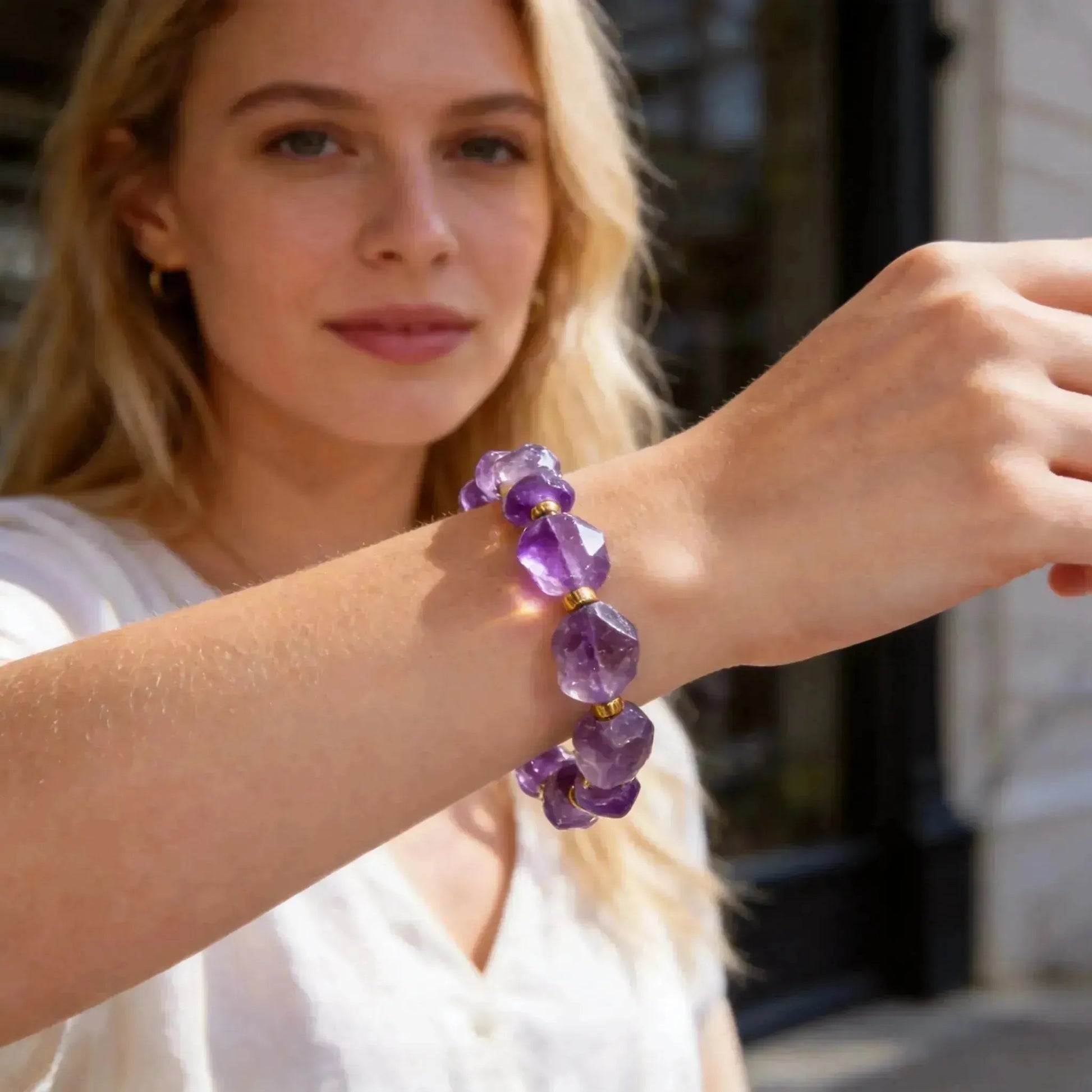 CHIGROVE Natural Rose Quartz Crystal Bracelet with Jade Accent | Healing Crystal Jewelry for Love & Daily Wear - ChiGrove