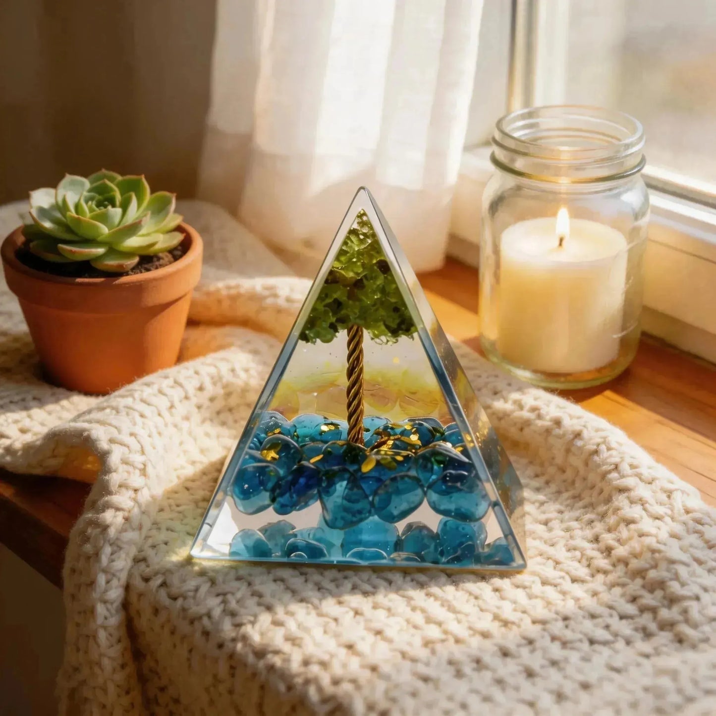 CHIGROVE Natural Tree of Life Orgone Pyramid | Healing Crystal for Calm & Spiritual Balance - ChiGrove