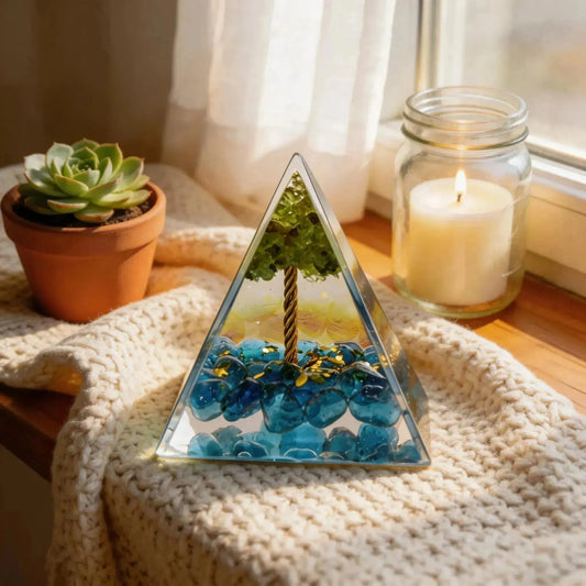 CHIGROVE Natural Tree of Life Orgone Pyramid | Healing Crystal for Calm & Spiritual Balance - ChiGrove