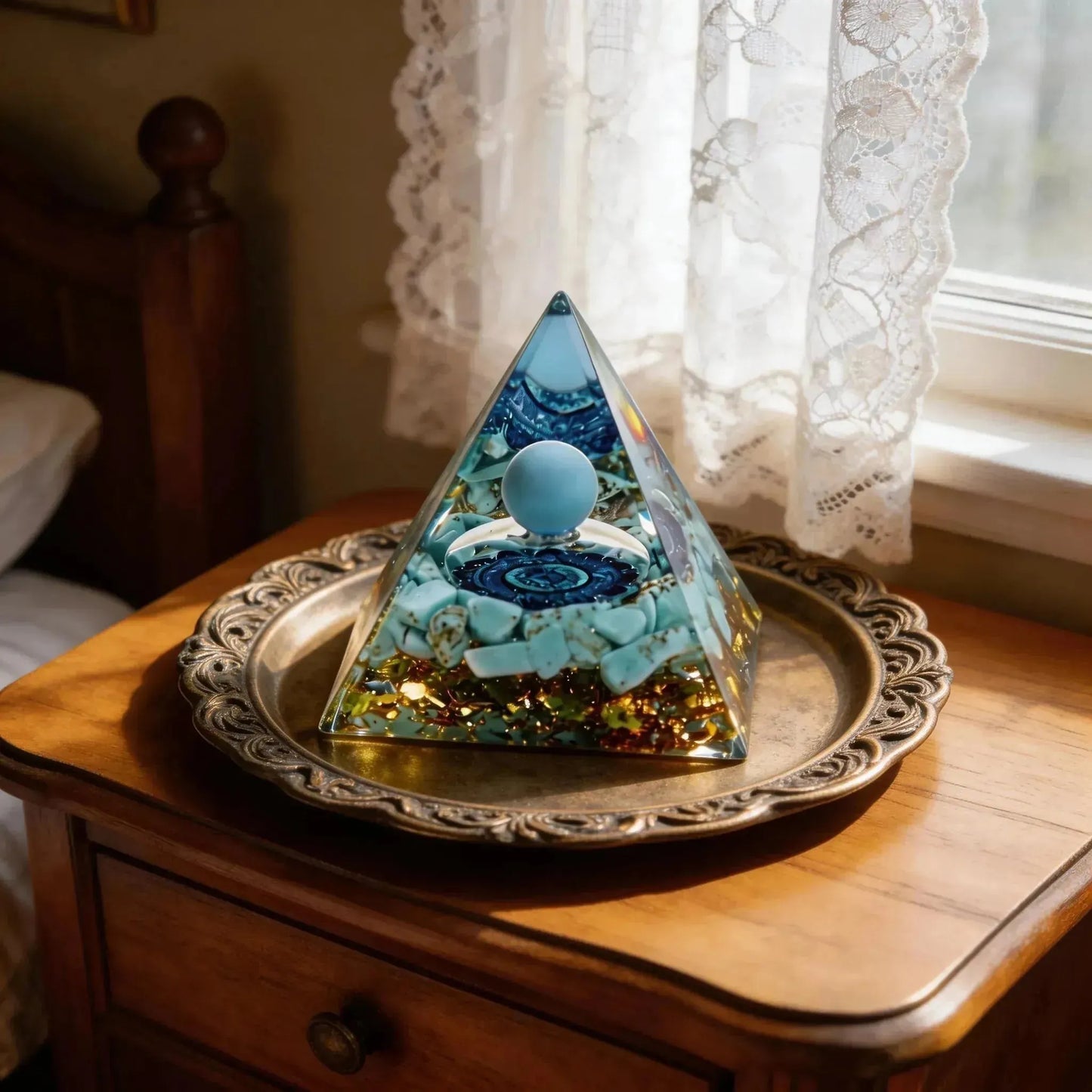 CHIGROVE Natural Turquoise Orgone Pyramid | Healing Crystal for Calm & Spiritual Balance - ChiGrove