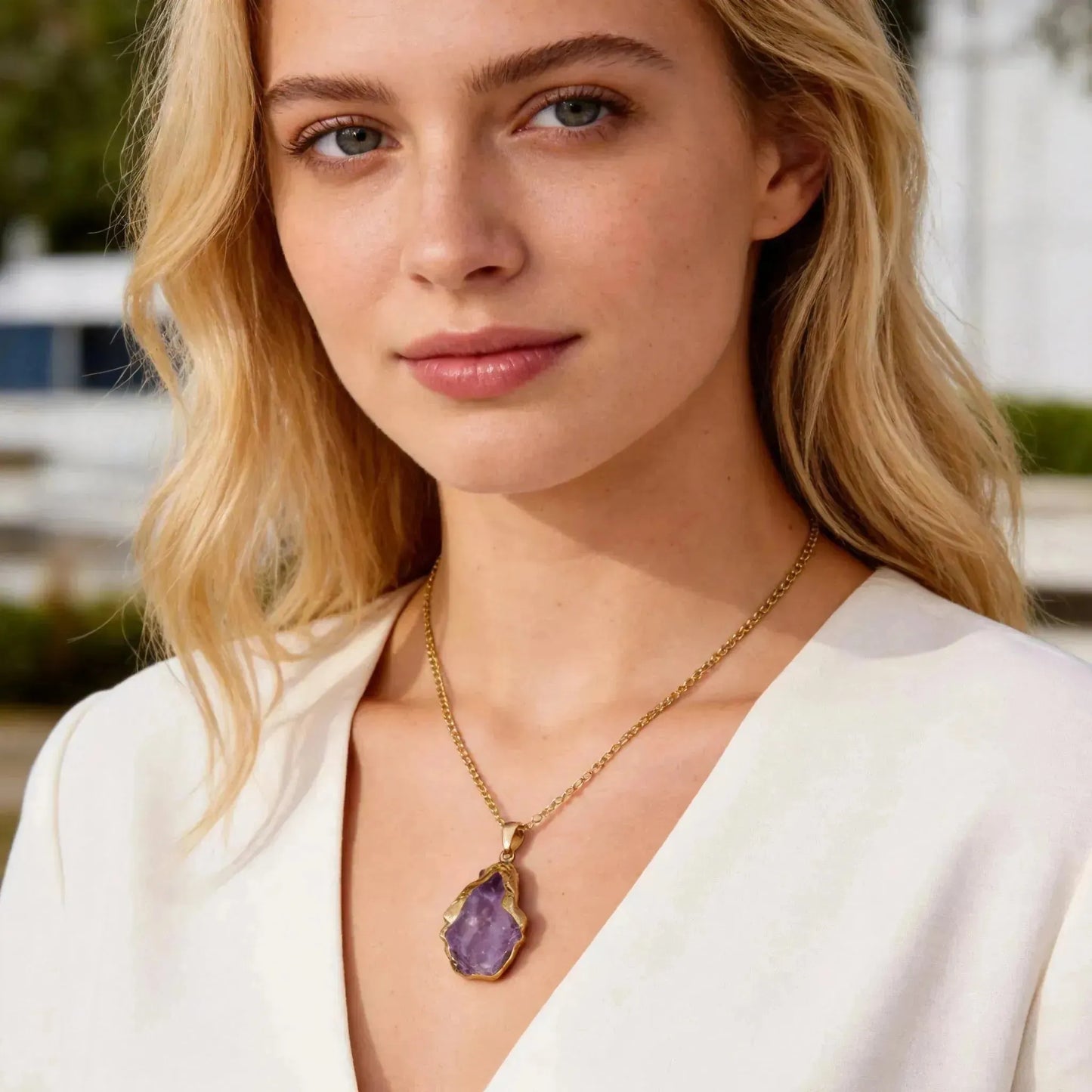 CHIGROVE Raw Amethyst Crystal Necklace | Healing Jewelry for Women Self Care - ChiGrove