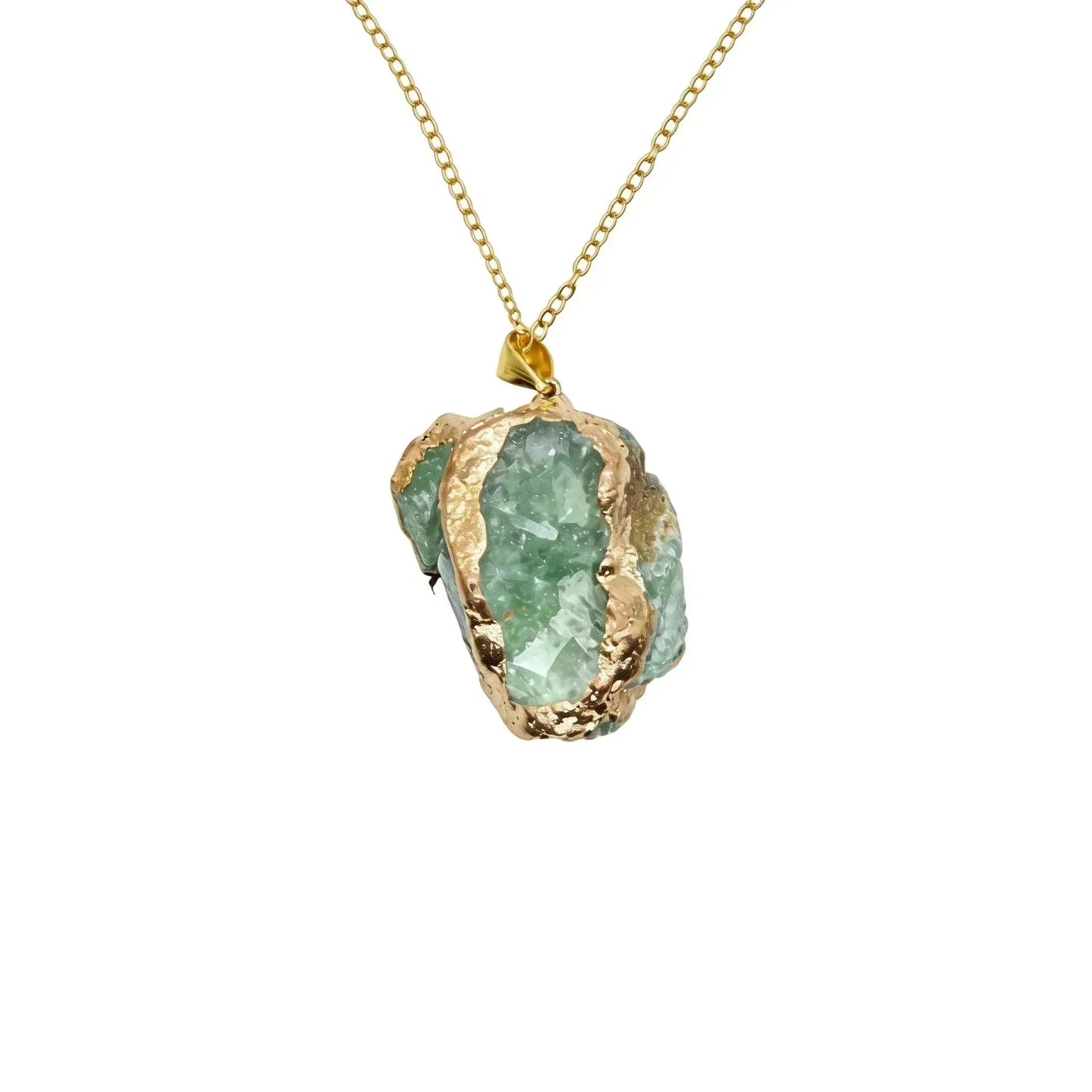 CHIGROVE Raw Green Crystal Gold Plated Necklace | Healing Jewelry for Women Gifts - ChiGrove