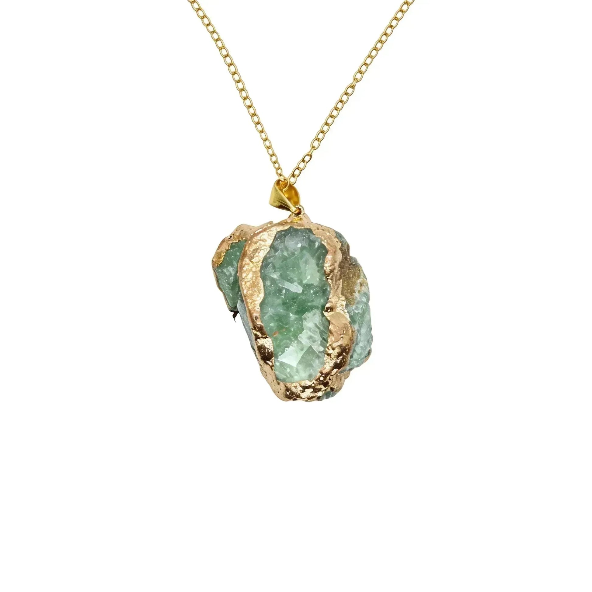 CHIGROVE Raw Green Crystal Gold Plated Necklace | Healing Jewelry for Women Gifts - ChiGrove