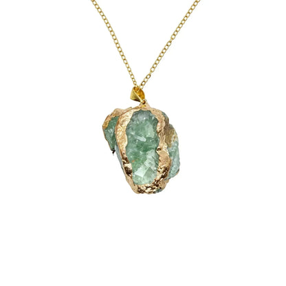 CHIGROVE Raw Green Crystal Gold Plated Necklace | Healing Jewelry for Women Gifts - ChiGrove