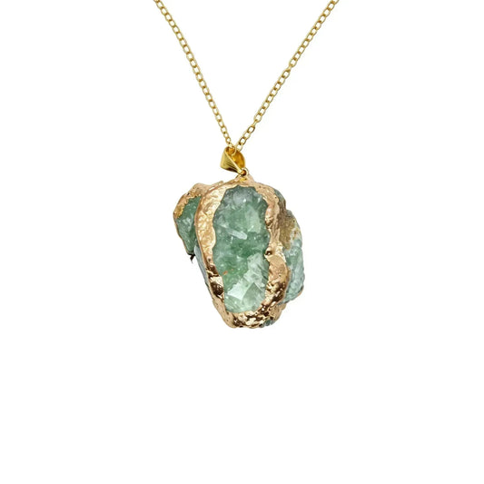 CHIGROVE Raw Green Crystal Gold Plated Necklace | Healing Jewelry for Women Gifts - ChiGrove