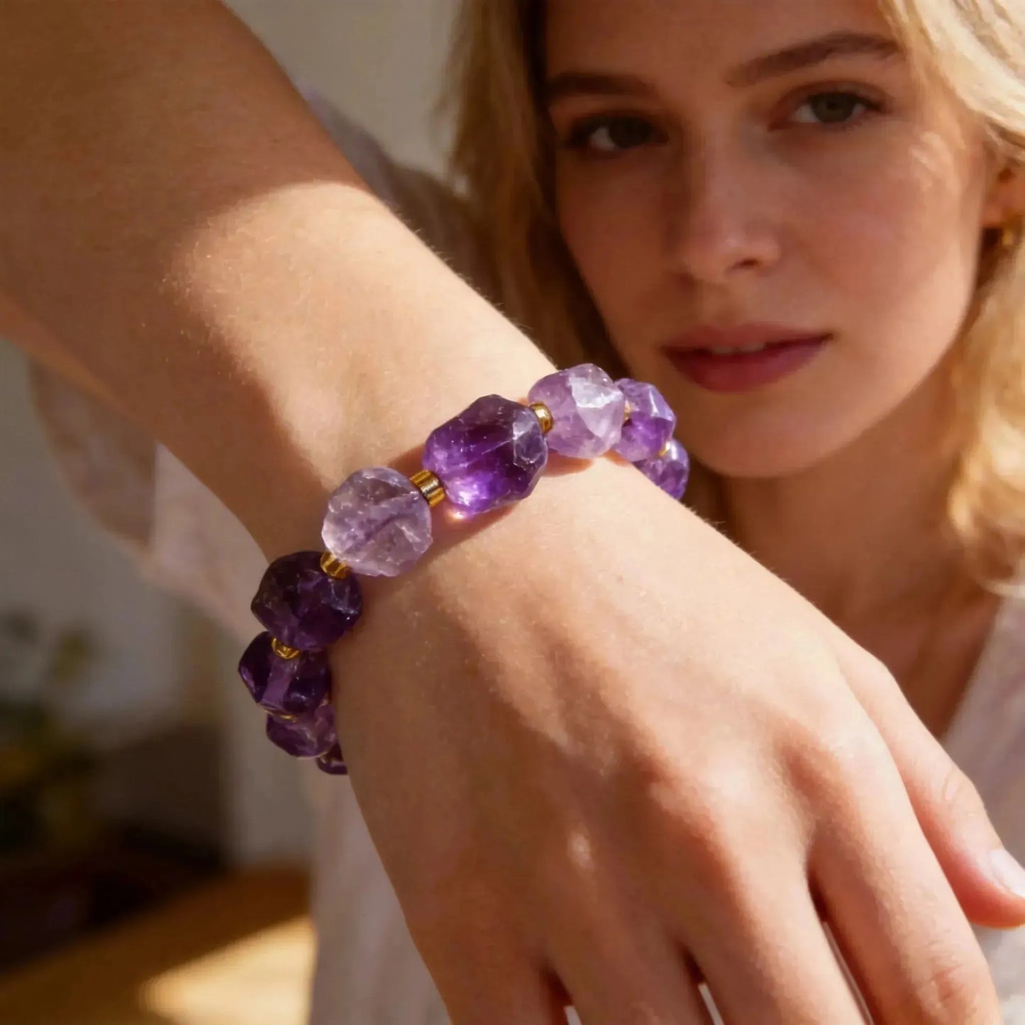 CHIGROVE Raw Natural Amethyst Bracelet | Healing Crystal Jewelry for Love & Daily Wear - ChiGrove