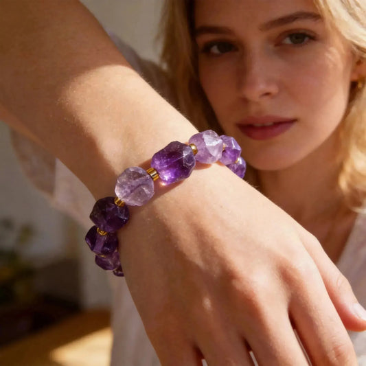 CHIGROVE Raw Natural Amethyst Bracelet | Healing Crystal Jewelry for Love & Daily Wear - ChiGrove