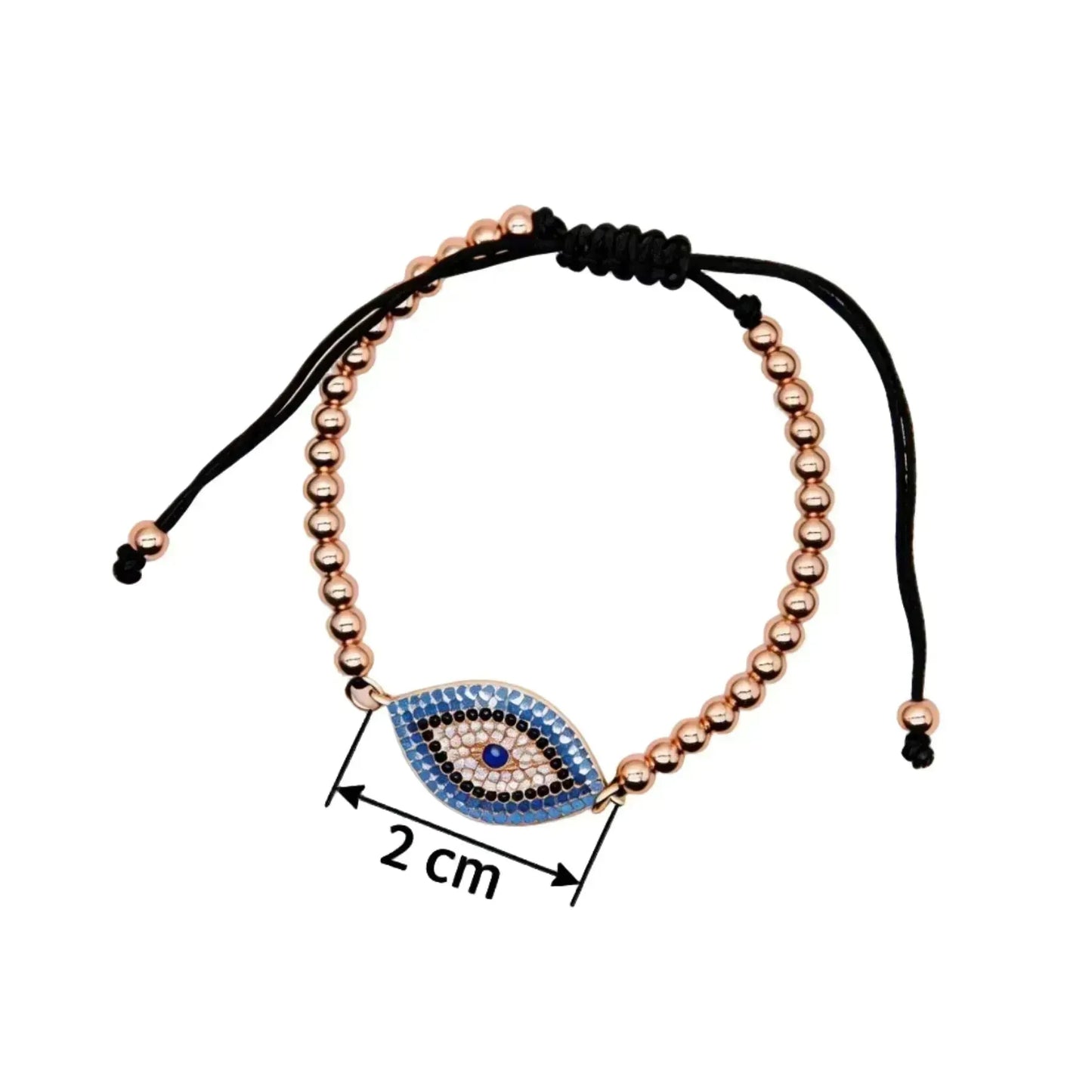 CHIGROVE Rose Gold Beaded Evil Eye Bracelet | Adjustable Protection Jewelry for Women Spiritual Gifts - ChiGrove