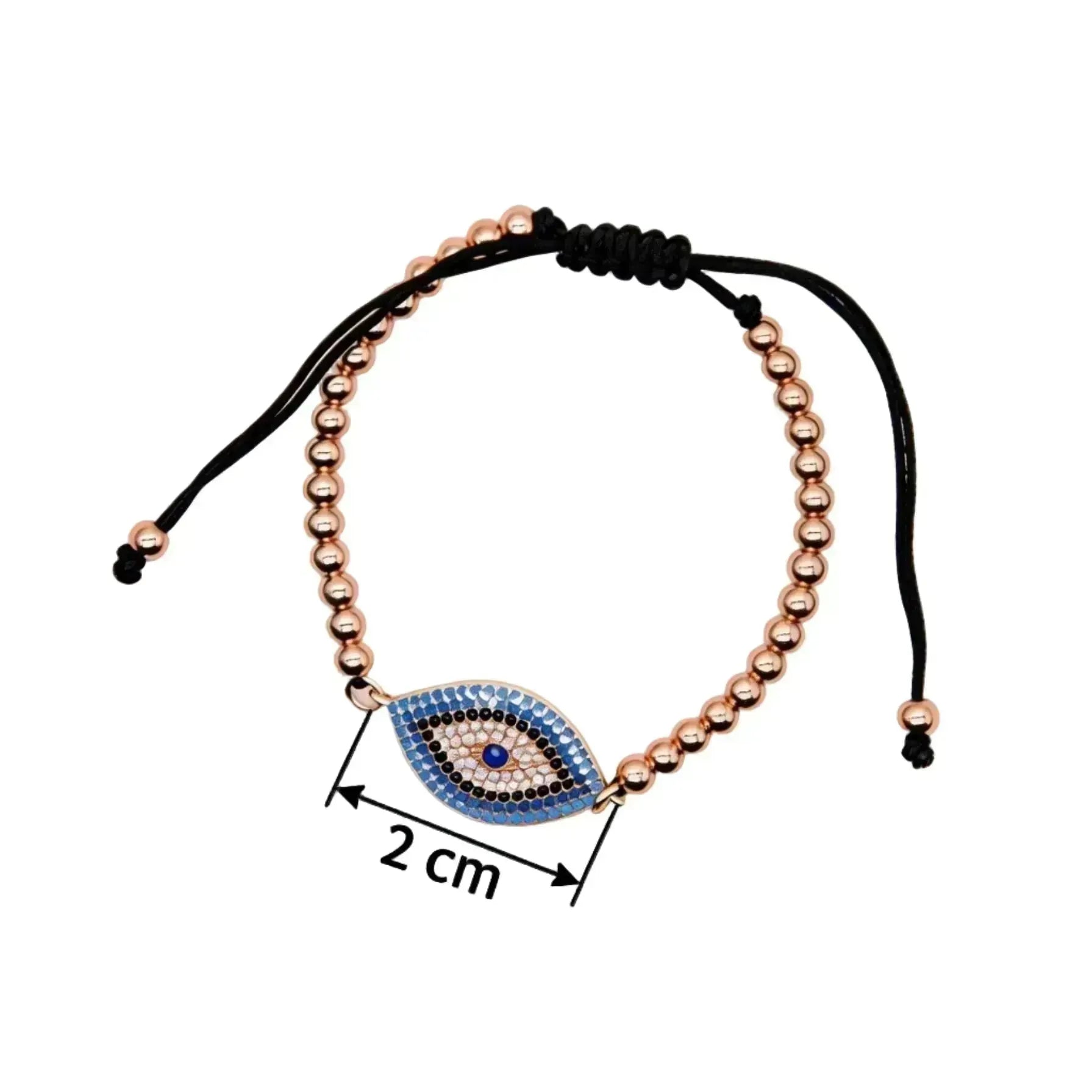 CHIGROVE Rose Gold Beaded Evil Eye Bracelet | Adjustable Protection Jewelry for Women Spiritual Gifts - ChiGrove