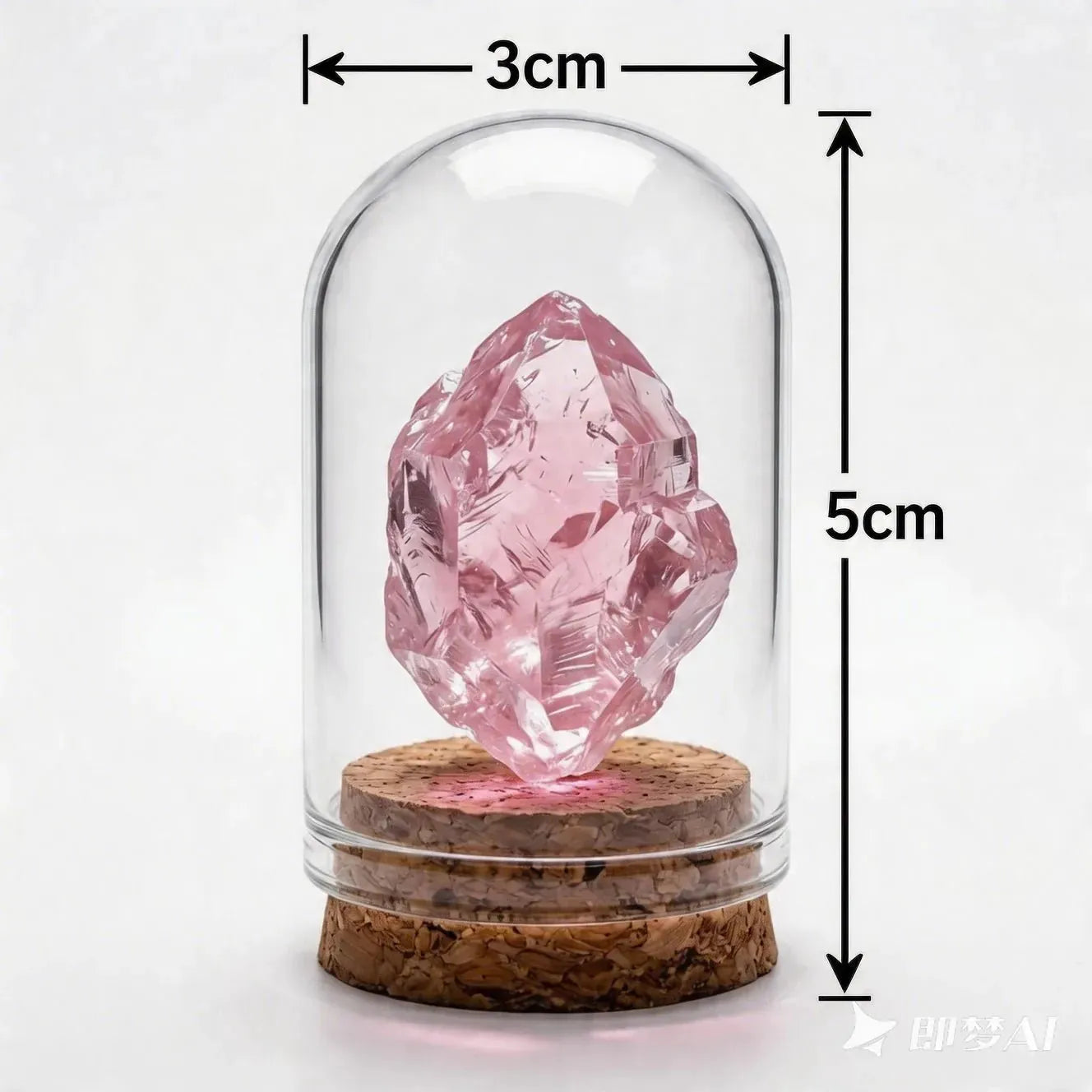 CHIGROVE Rose Quartz Crystal Display in Glass Cloche | Natural Self Love Healing Crystal Home Decor - ChiGrove