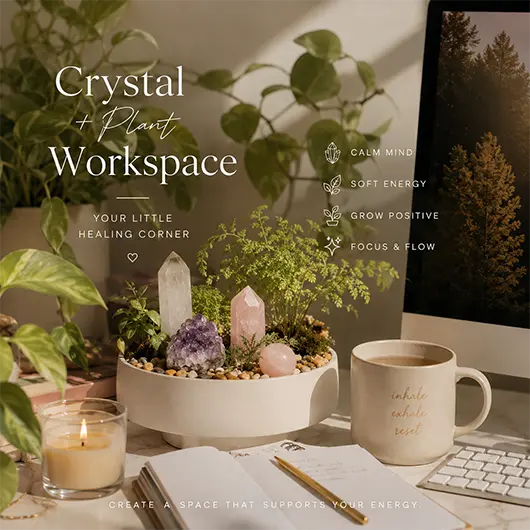Activate Yang Qi and sharpen your focus — with expert crystal placements for every desk zone